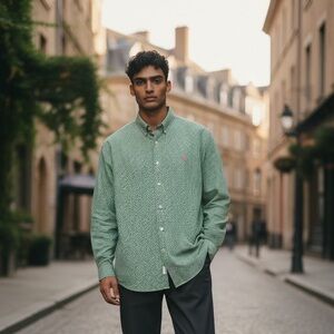 Polo Ralph Lauren Kelly Green Checkered Button Down Shirt Pink Pony Men’s Large